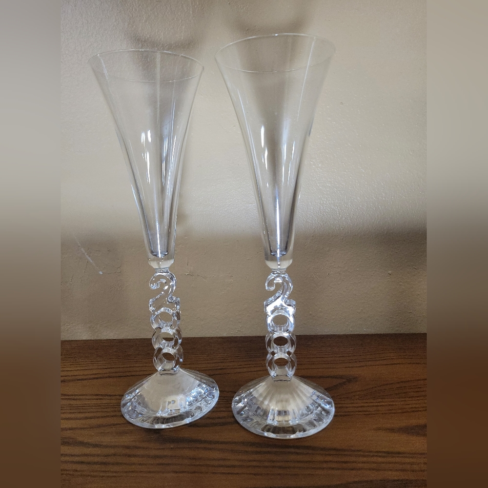 2000 Crystal Long Stem Champagne Flutes - Picture 4 of 5